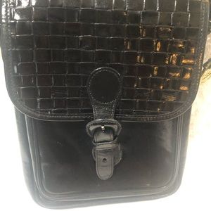 Brahmin Black Leather Basket Weave Crossbody